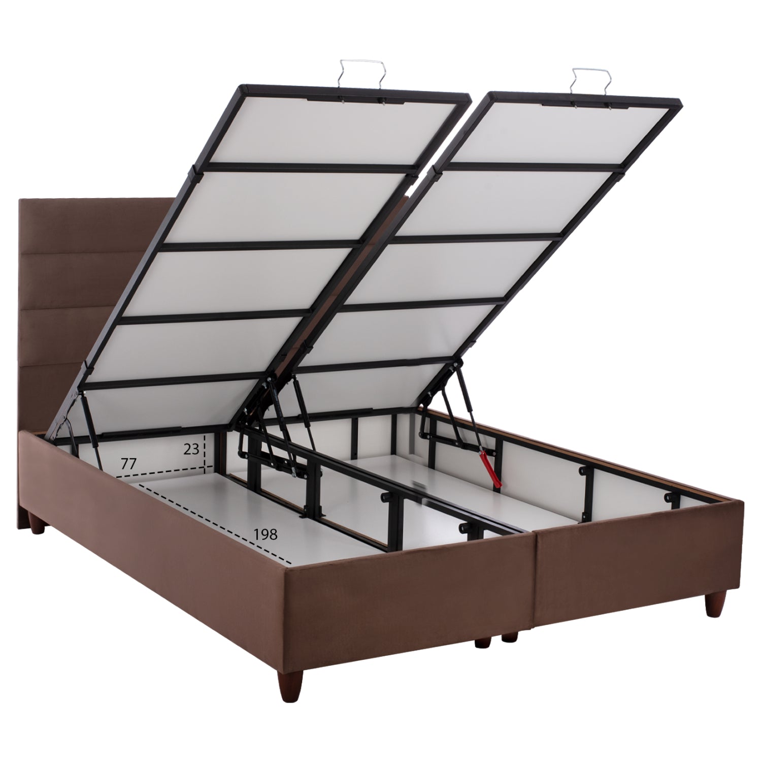 HM623.02  BROWN VELVET BED WITH STORAGE SPACE ELOISE FOR MATTRESS 160x200 cm.