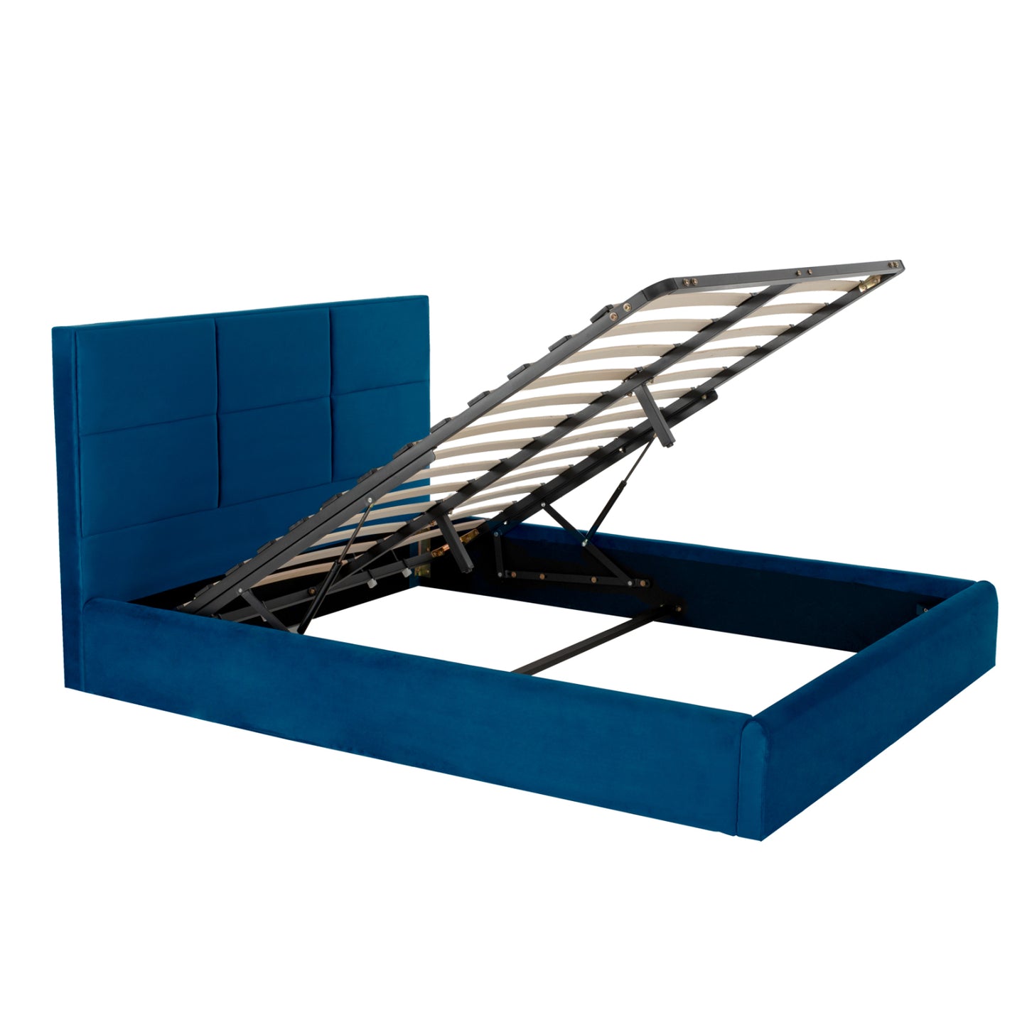 BED WITH MATTRESS & STORAGE SPACE BRILEY HM10765.03 BLUE VELVET--FOR MATTRESS 160x200cm.