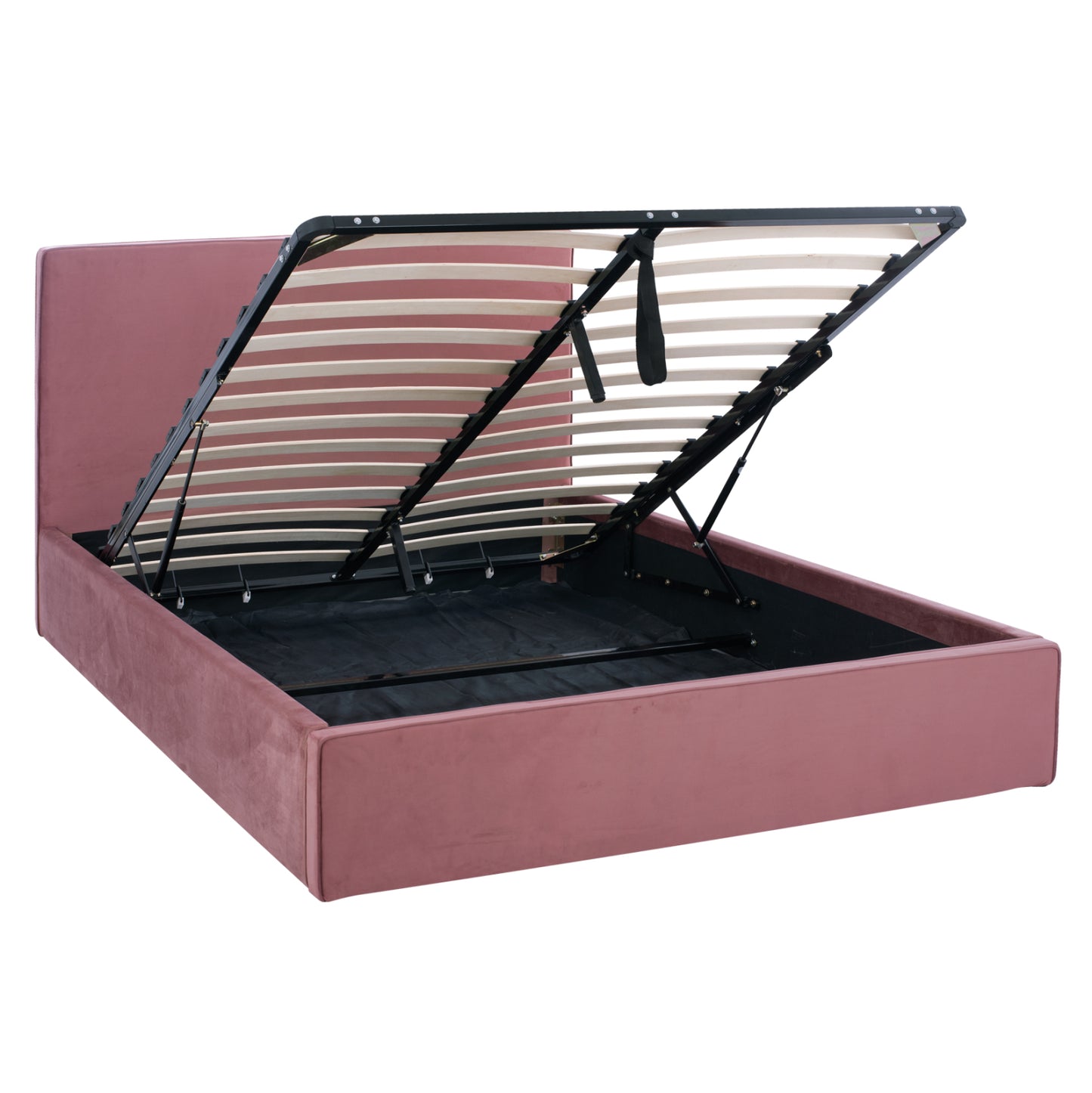 BED WITH MATTRESS & STORAGE SPACE ALLIE HM10805.12 DUSTY PINK VELVET--MATTRESS 160Χ200cm