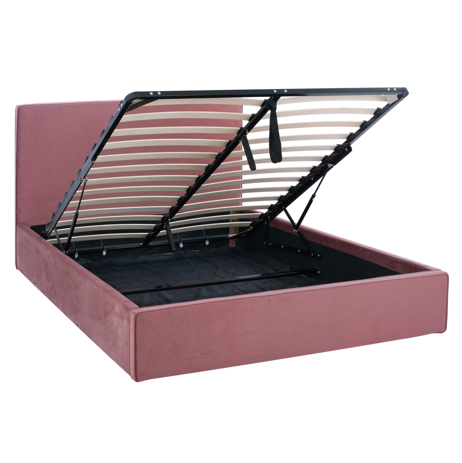 BED WITH MATTRESS & STORAGE SPACE ALLIE HM10805.12 DUSTY PINK VELVET--MATTRESS 160Χ200cm