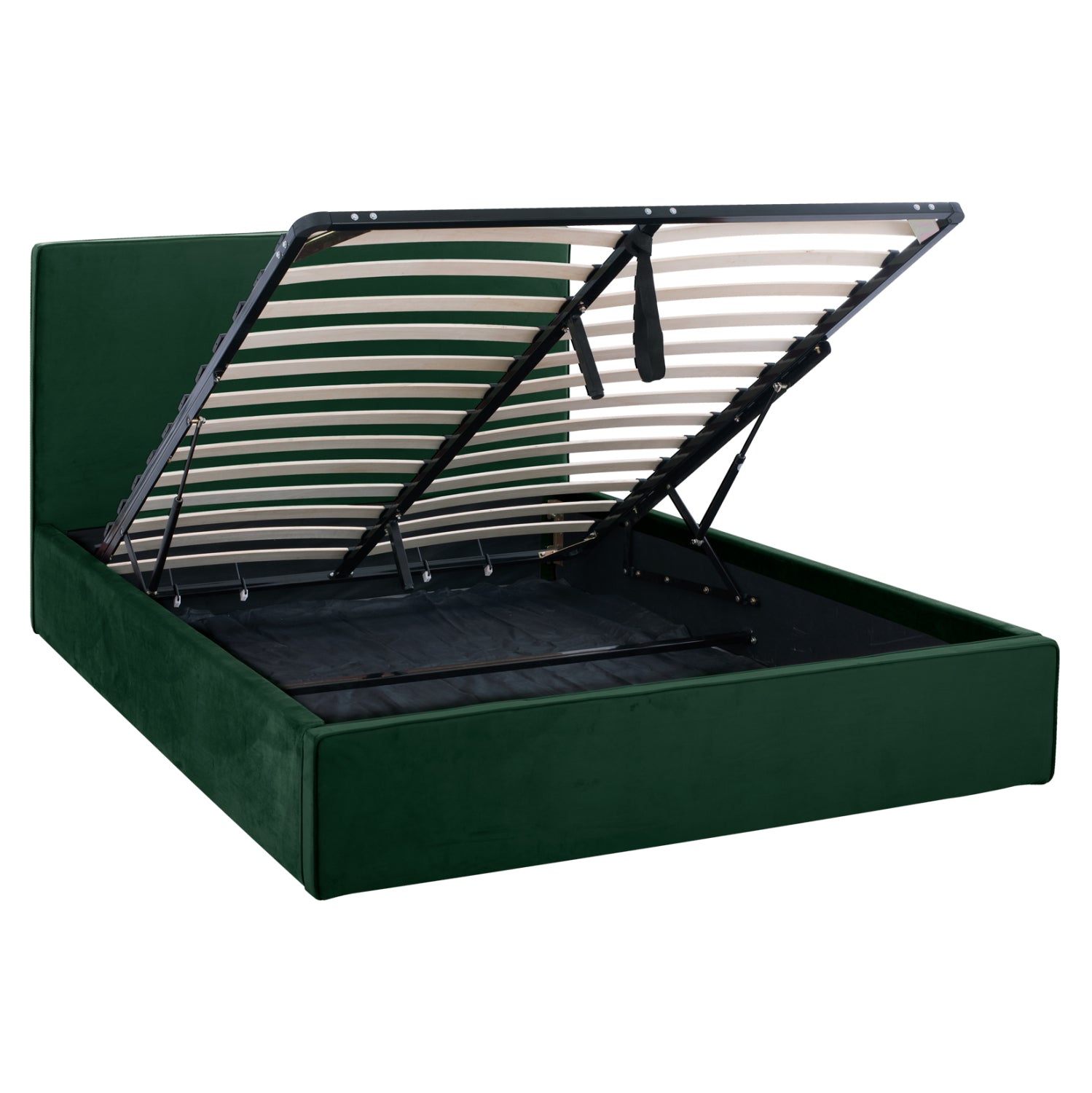 BED WITH MATTRESS & STORAGE SPACE ALLIE HM10805.13 CYPRESS GREEN VELVET--MATTRESS 160Χ200cm