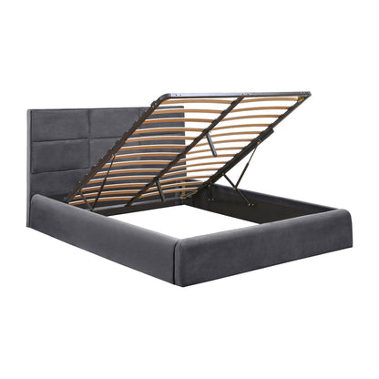 BED WITH MATTRESS & STORAGE SPACE BRILEY HM10807.01 GREY VELVET--FOR MATTRESS 160x200cm.