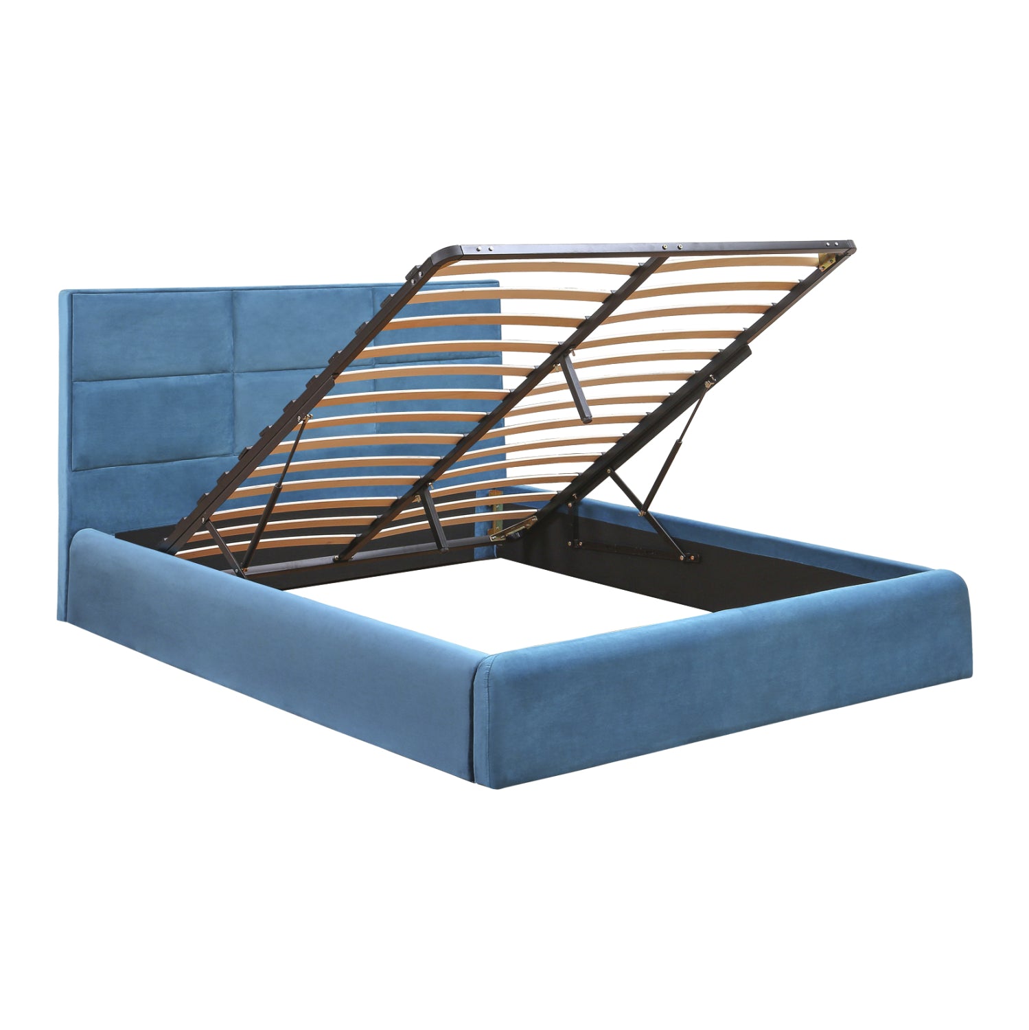 BED WITH MATTRESS & STORAGE SPACE BRILEY HM10807.18 ROYAL BLUE VELVET--FOR MATTRESS 160x200cm.