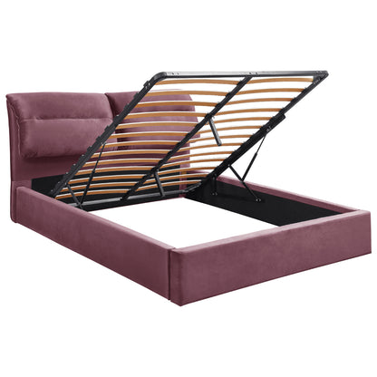 BED WITH MATTRESS & STORAGE SPACE KENDRA HM10809.02 DUSTY PINK VELVET--FOR MATTRESS 160x200cm.
