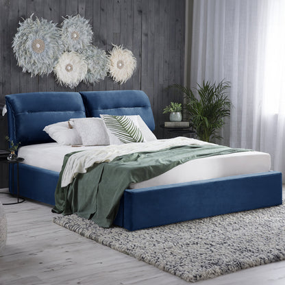 BED WITH MATTRESS & STORAGE SPACE KENDRA HM10809.18 BLUE VELVET--FOR MATTRESS 160x200cm.