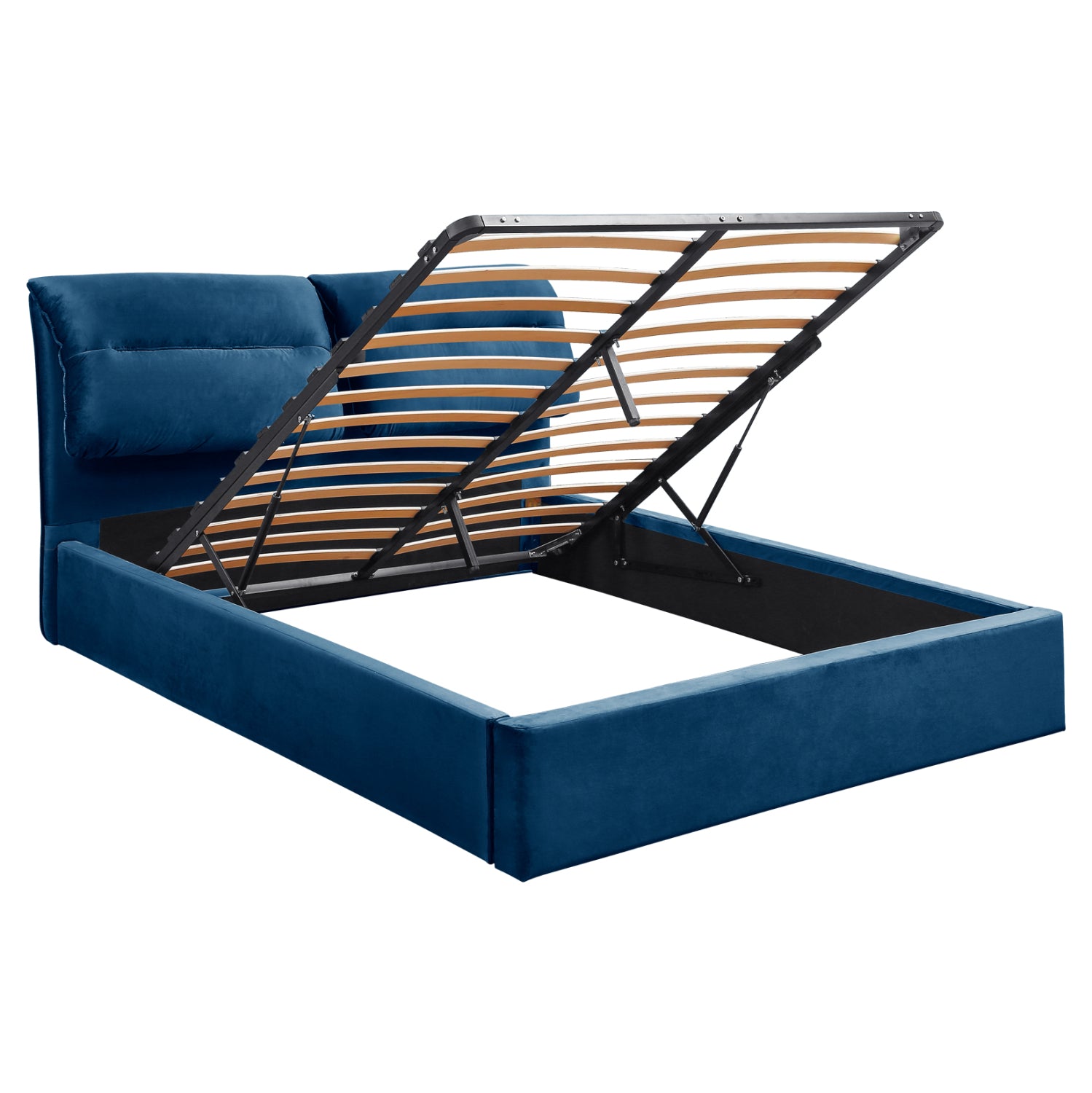 BED WITH MATTRESS & STORAGE SPACE KENDRA HM10809.18 BLUE VELVET--FOR MATTRESS 160x200cm.
