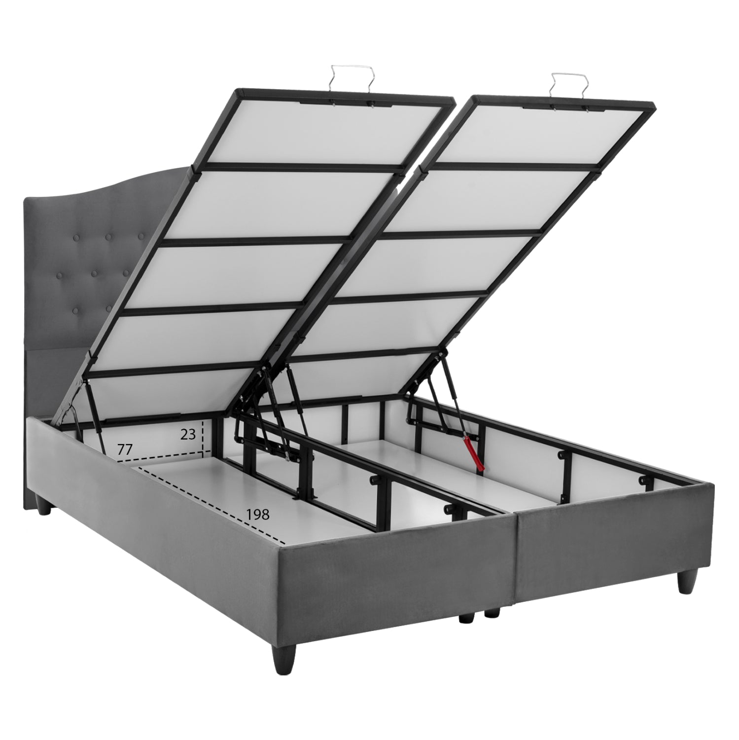 BED WITH MATTRESS DOUBLE MALENA HM21164 GREY VELVET & STORAGE SPACE--FOR 160x200cm