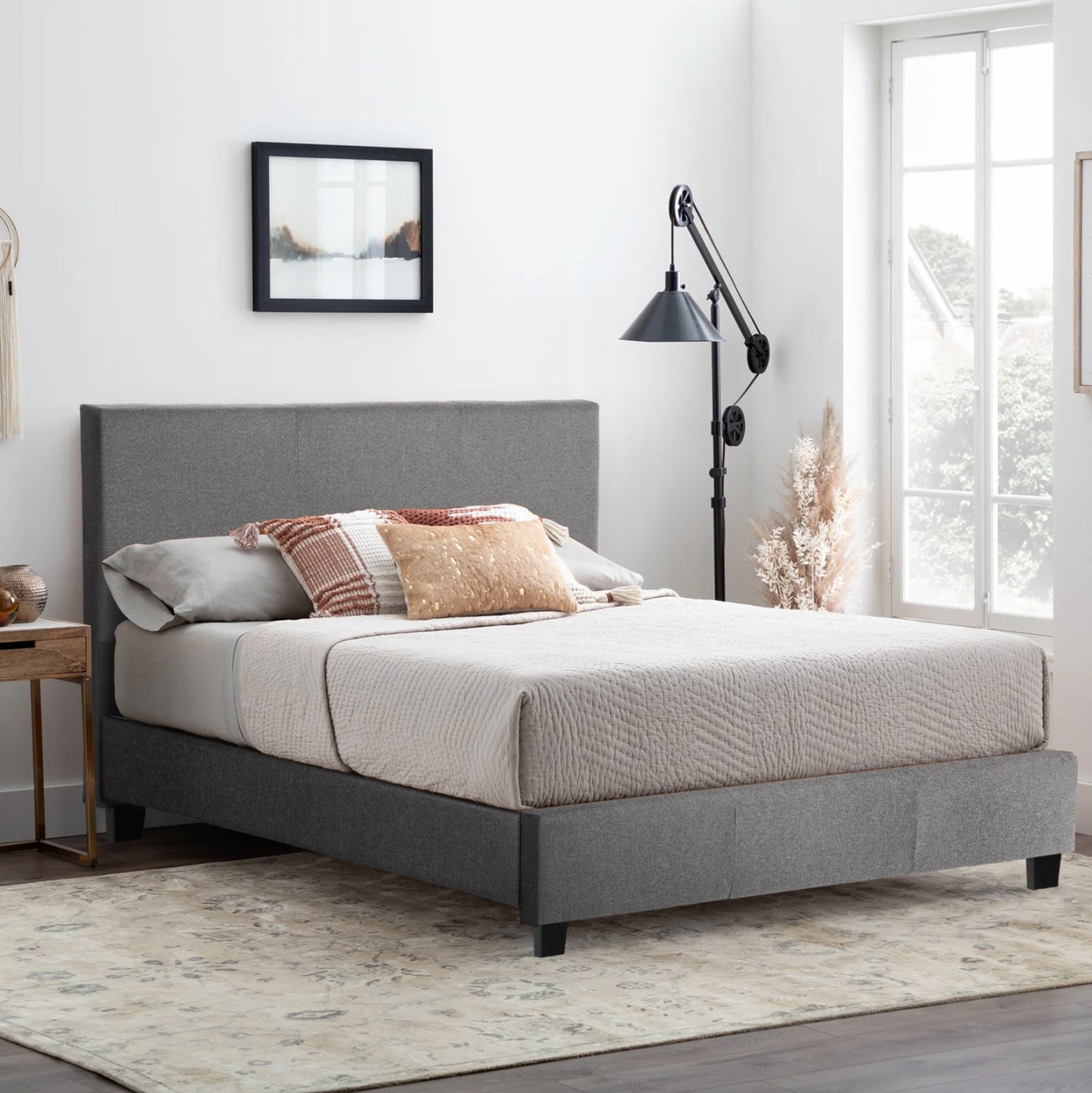 BED WITH MATTRESS BECCA HM21283.04 GREY FABRIC--FOR MATTRESS 150x200cm