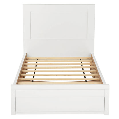 SINGLE BED WITH DRAWER & MATTRESS MELANY HM10745.04 MELAMINE IN WHITE--FOR 90x190cm.
