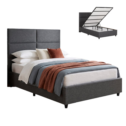 SEMI-DOUBLE BED WITH STORAGE SPACE MILO HM767.01 GREY FABRIC--FOR MATTRESS 120x200cm