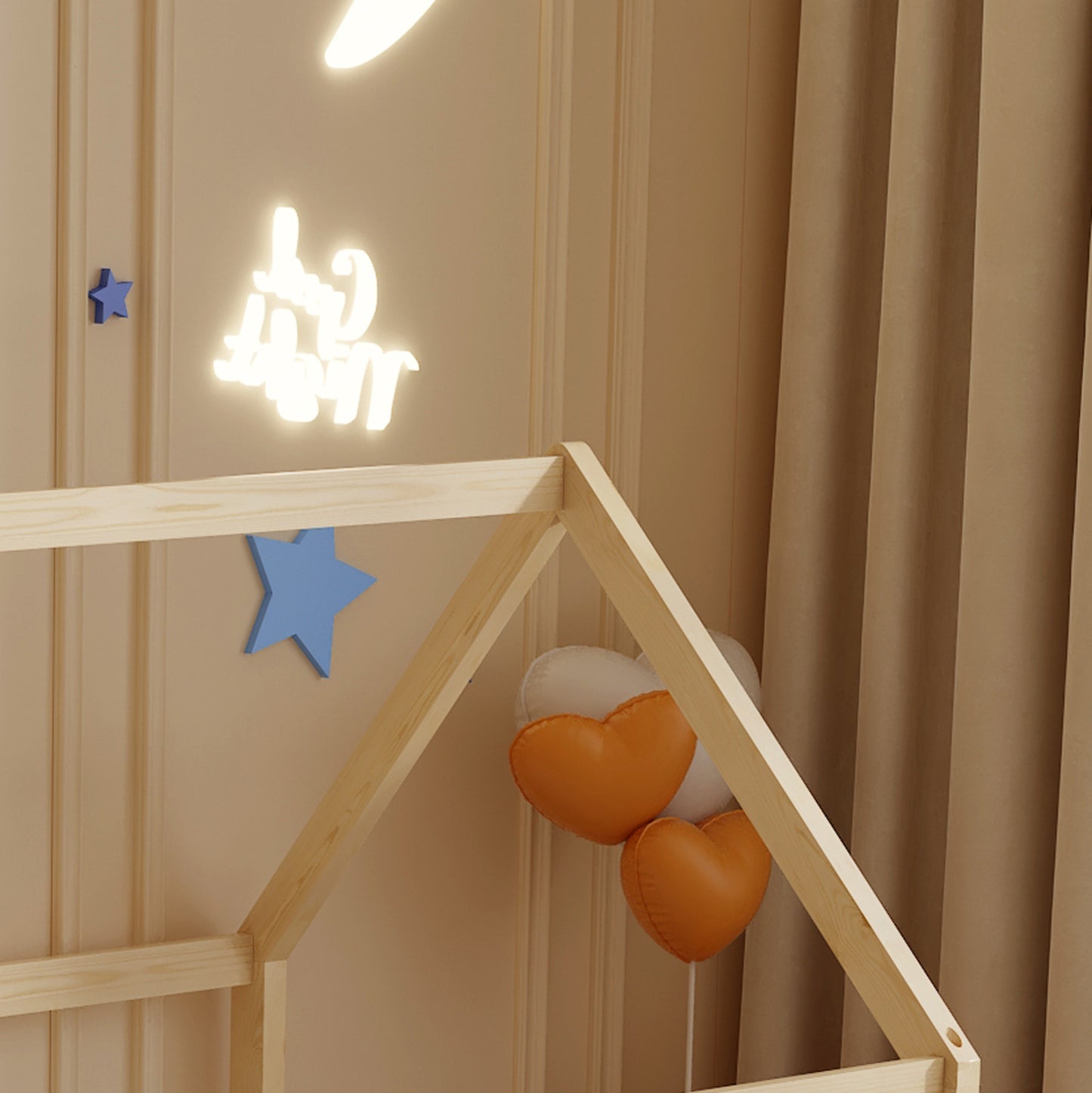 BED FOR KIDS PEPE HM677.01 t.MONTESSORI SOLID PINE WOOD IN NATURAL- 190x90cm.