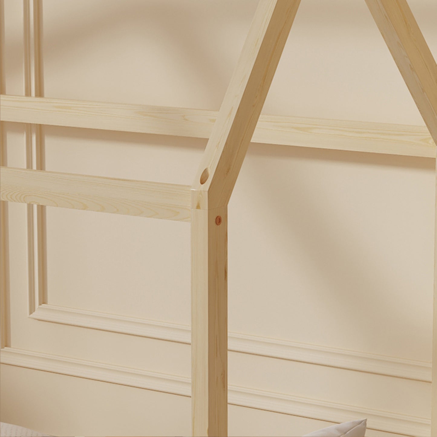 BED FOR KIDS PEPE HM678.01 t.MONTESSORI SOLID PINE WOOD IN NATURAL- 140x70cm.