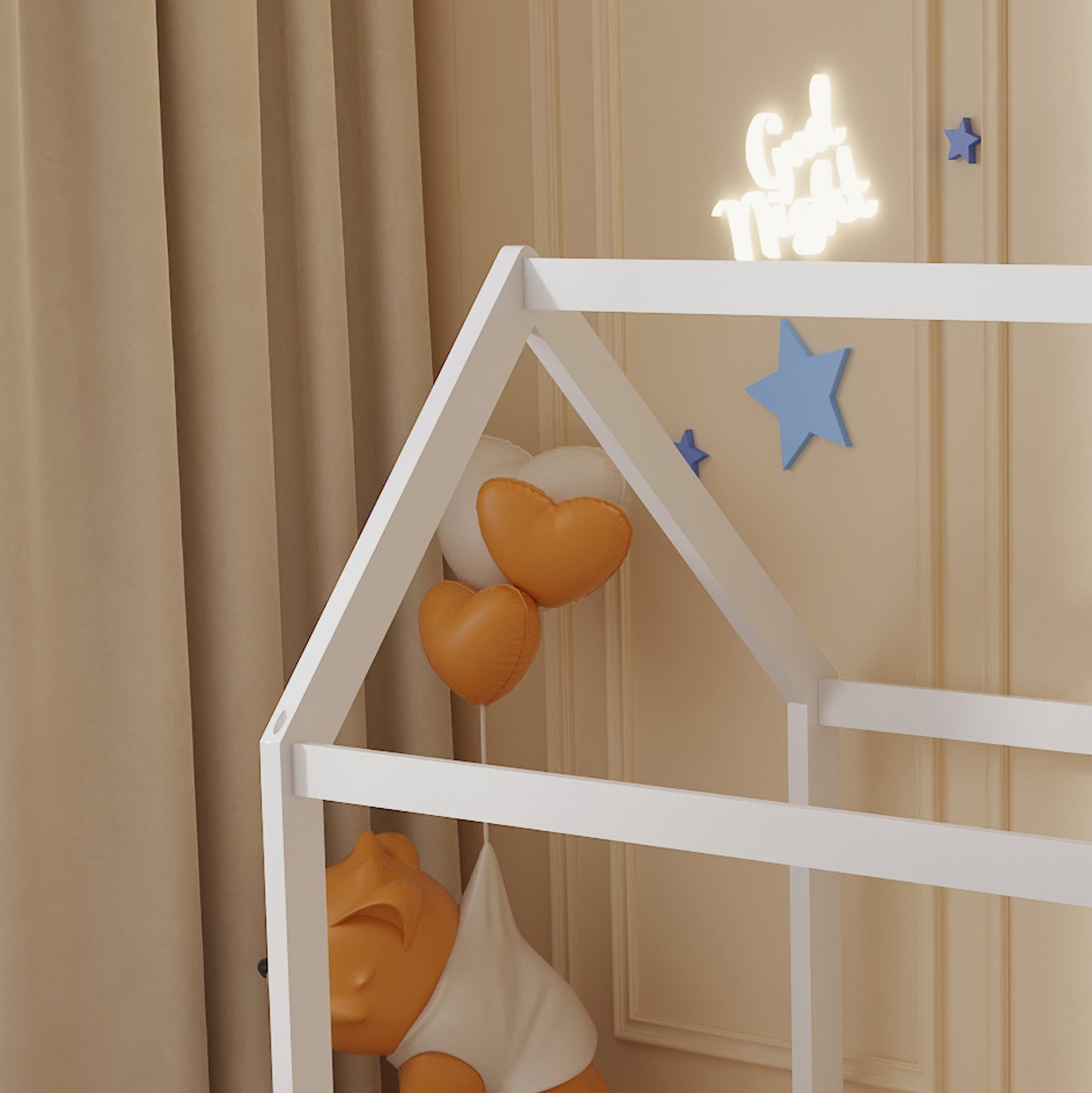 BED FOR KIDS PEPE HM678.03 t.MONTESSORI SOLID PINE WOOD IN WHITE- 140x70cm.