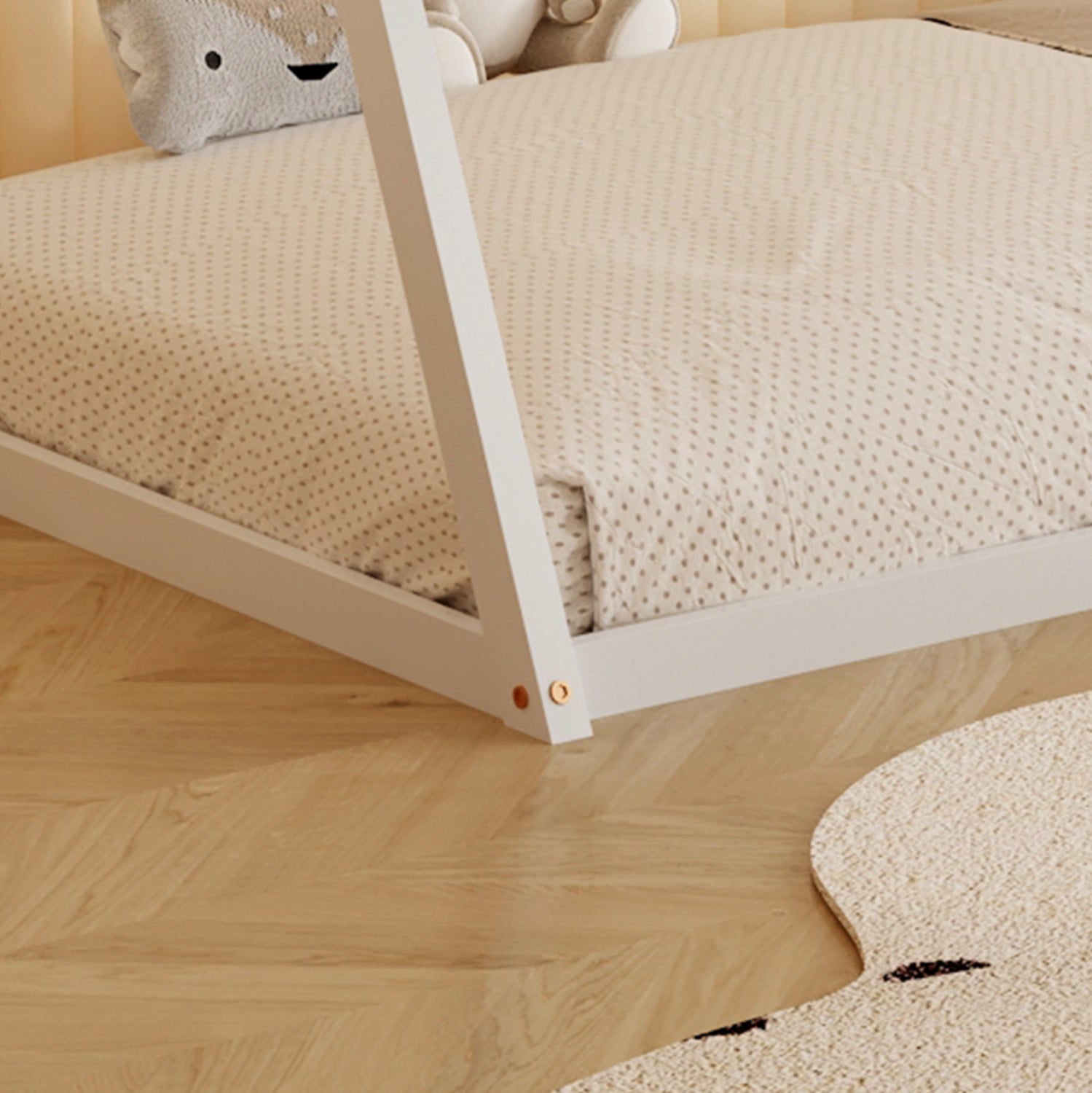 BED FOR KIDS MUNK HM681.03 t.MONTESSORI SOLID PINE WOOD IN WHITE FOR MATTRESS 190x90cm.