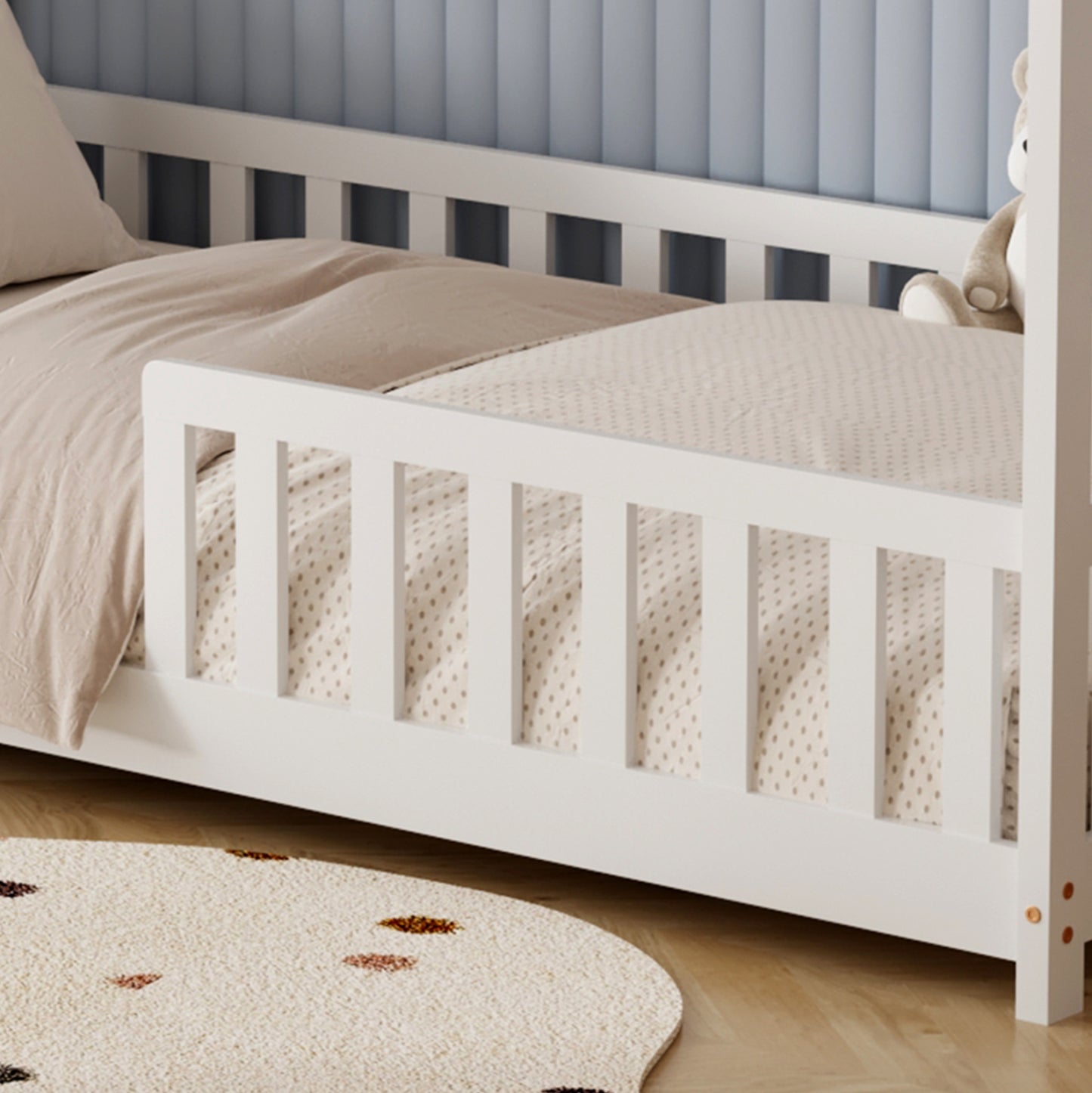 BED WITH MATTRESS PHYLLIS HM21304.01 PINE WOOD IN WHITE COLOR--MATTRESS 90x190cm