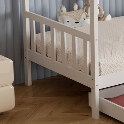 BED WITH MATTRESS KLARICE HM21305.01 PINE WOOD IN WHITE COLOR--MATTRESS 90x190cm