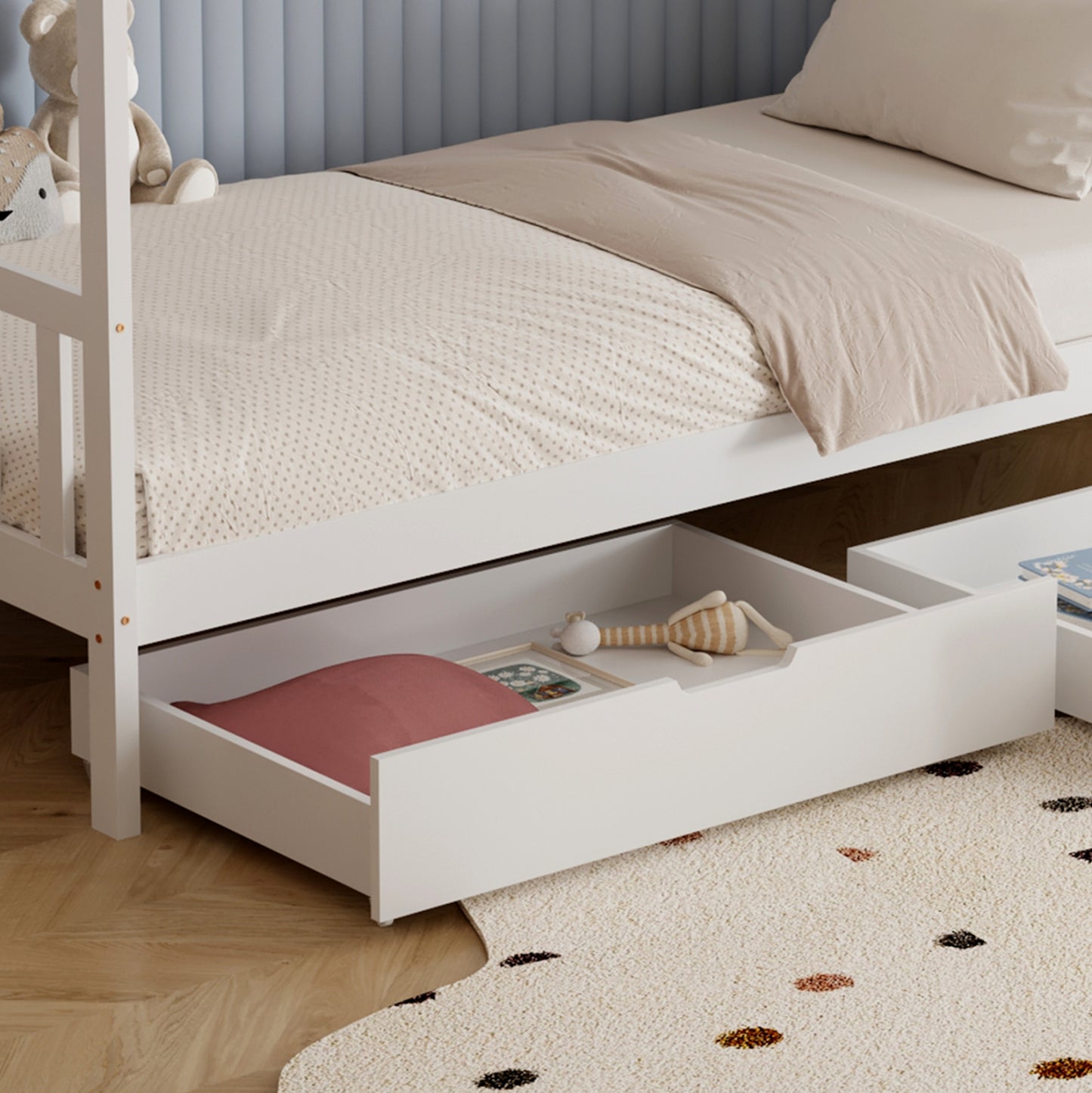 BED WITH MATTRESS KLARICE HM21305.01 PINE WOOD IN WHITE COLOR--MATTRESS 90x190cm