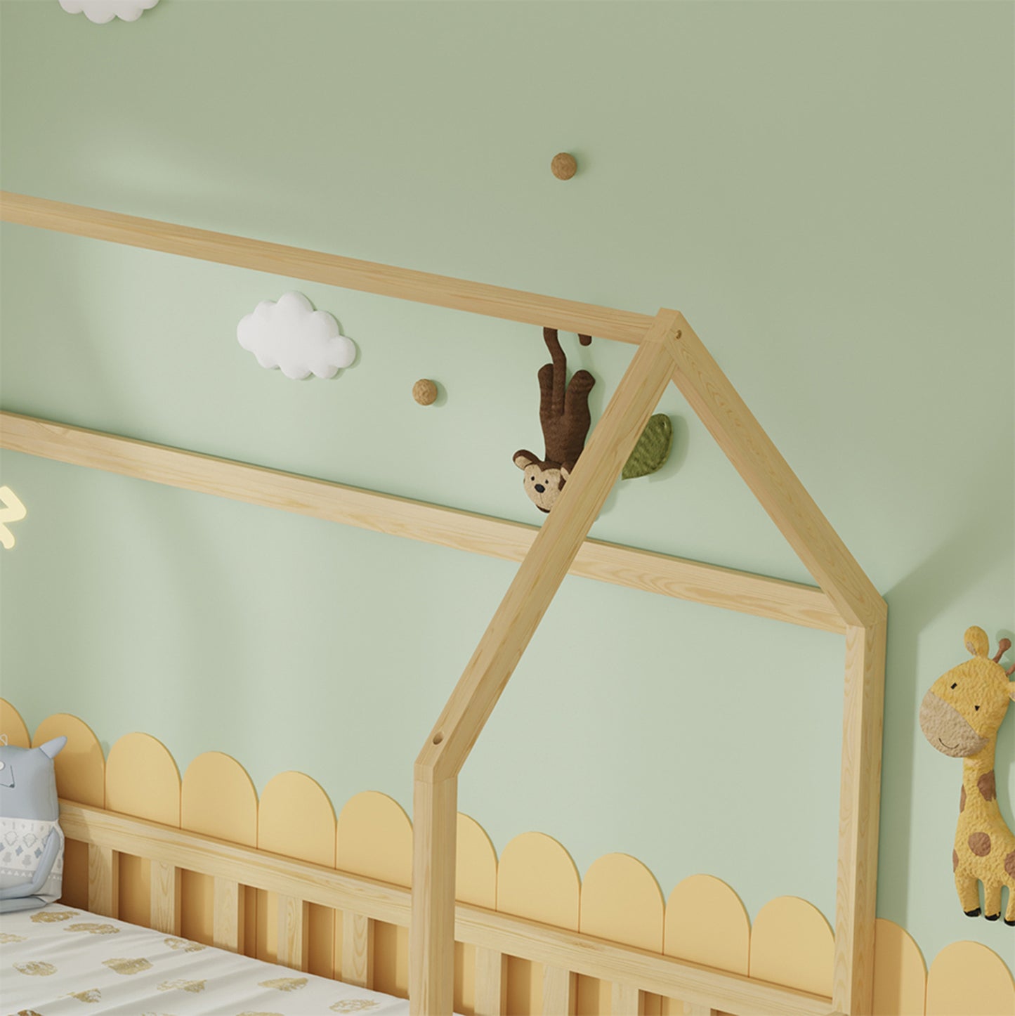 BED WITH DRAWERS PHYLLIS HM21324 PINE WOOD IN NATURAL WOOD COLOR--WITH MATTRESS 90x190cm