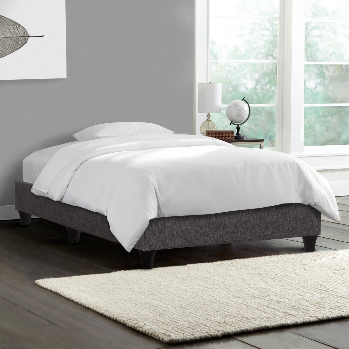 SUBSTRATE BED SIGGY HM722.10 NO STORAGE SPACE--GREY FABRIC--FOR MATTRESS 90x200cm.
