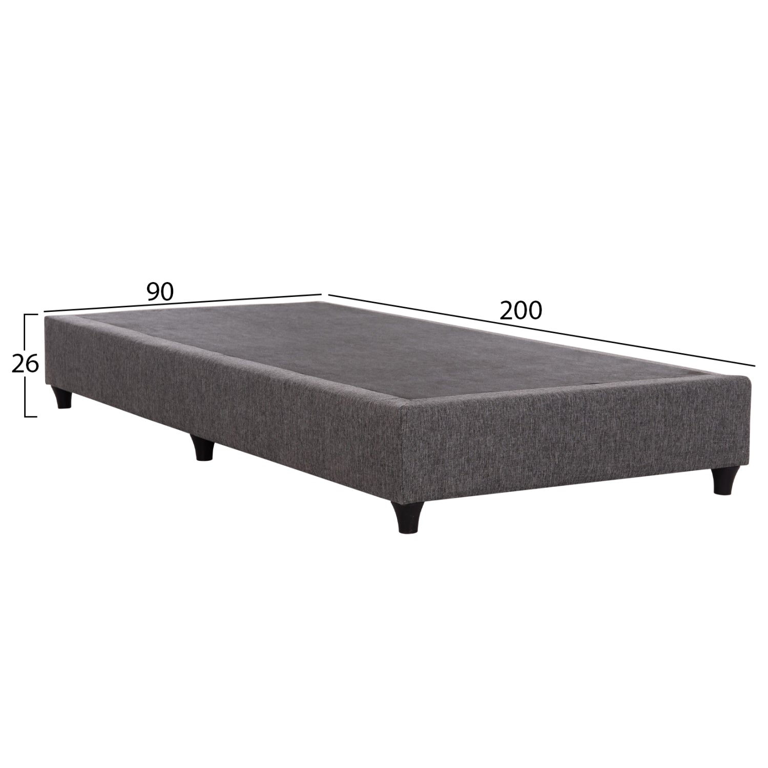 SUBSTRATE BED SIGGY HM722.10 NO STORAGE SPACE--GREY FABRIC--FOR MATTRESS 90x200cm.