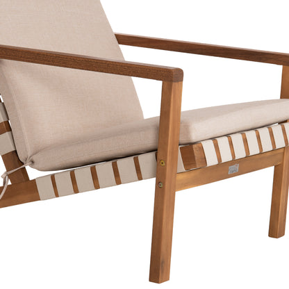 OUTDOOR LOUNGE SET 3PCS DAME HM10982 ACACIA WOOD--STRAP ROPE & CUSHIONS IN BEIGE