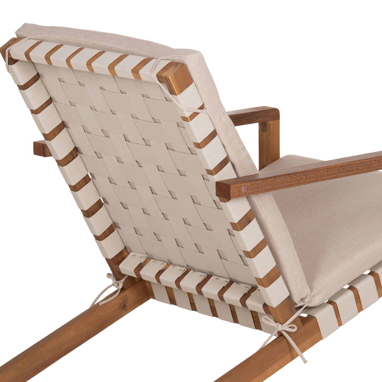 OUTDOOR LOUNGE SET 3PCS DAME HM10982 ACACIA WOOD--STRAP ROPE & CUSHIONS IN BEIGE