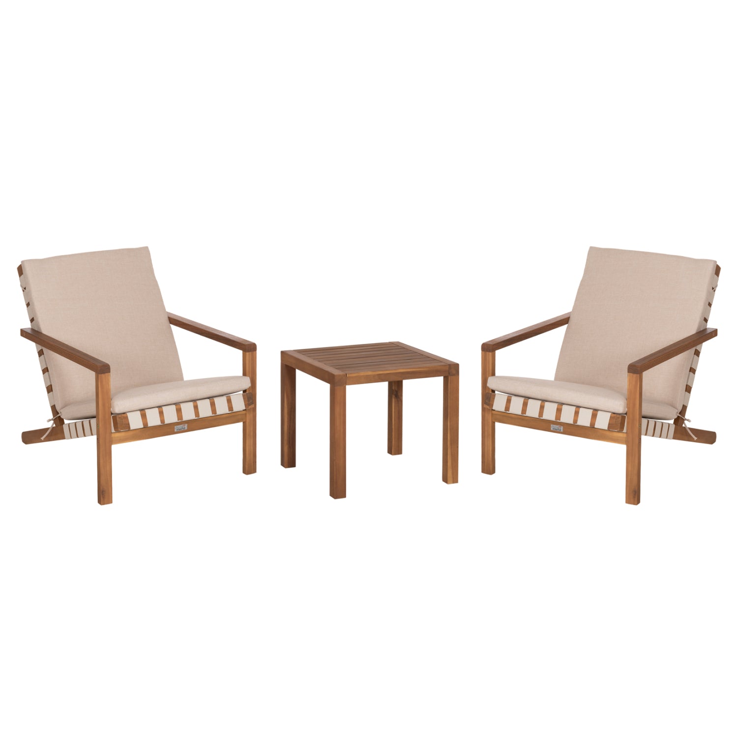 OUTDOOR LOUNGE SET 3PCS DAME HM10982 ACACIA WOOD--STRAP ROPE & CUSHIONS IN BEIGE