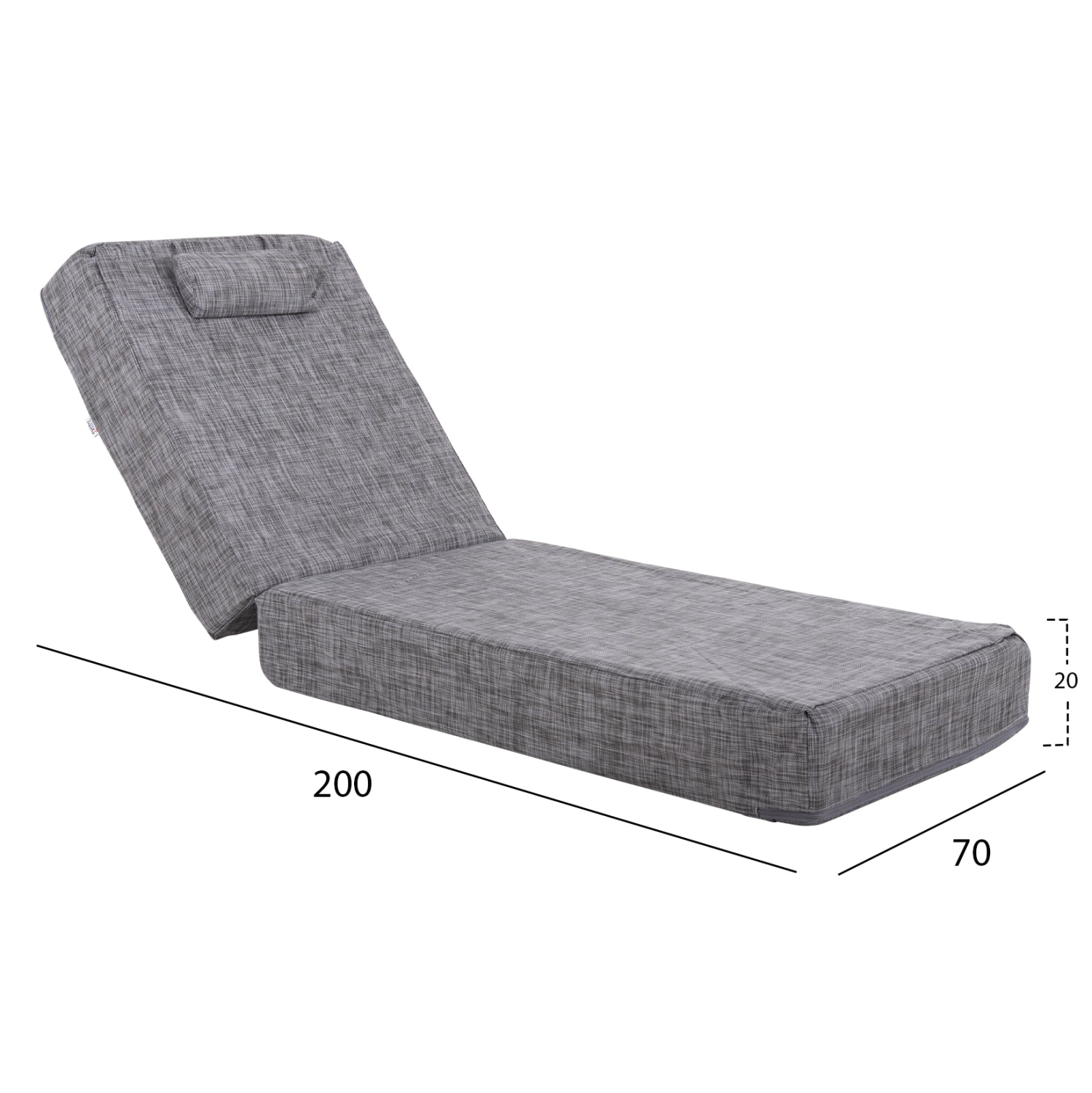 SUNBED CUSHION TEXTLINE GREY SIFNOS HM11761.10 200(120+80)x70x20Hcm.