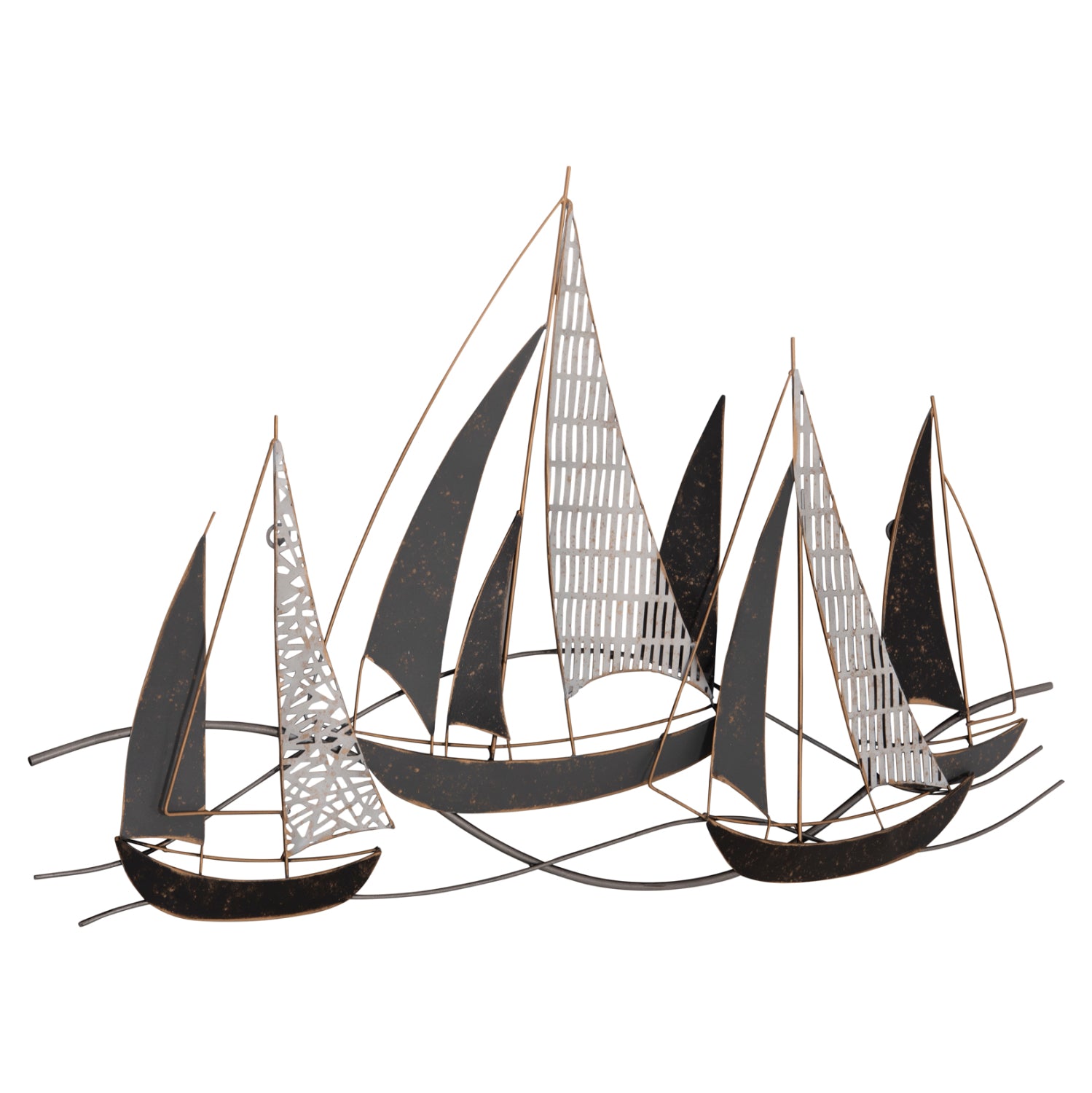 METAL WALL DECORATION HM7160 COAL WHITE GOLD 91x3x55Η cm.