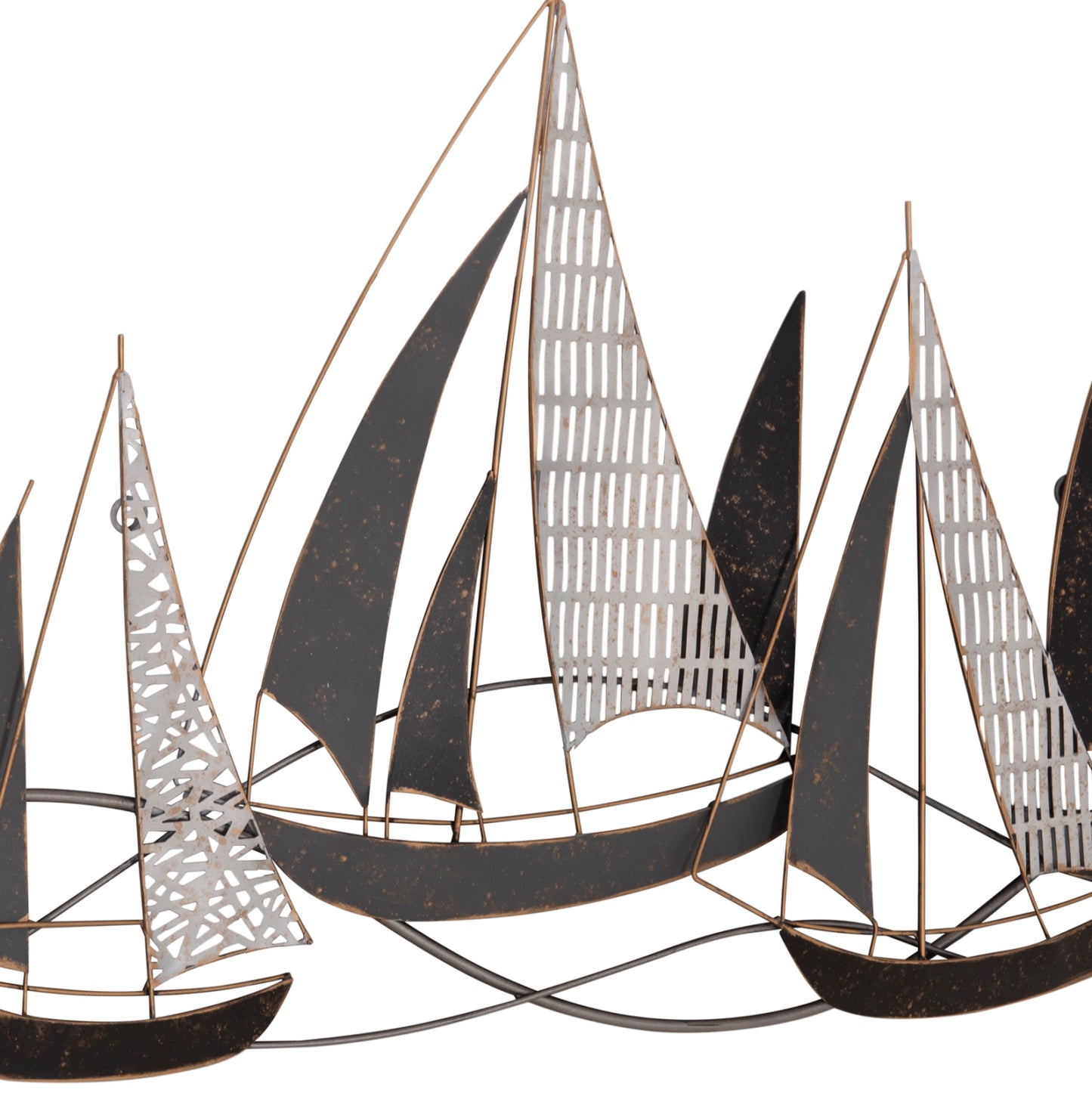 METAL WALL DECORATION HM7160 COAL WHITE GOLD 91x3x55Η cm.