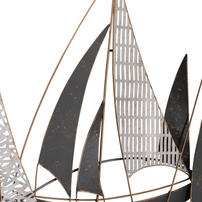 METAL WALL DECORATION HM7160 COAL WHITE GOLD 91x3x55Η cm.