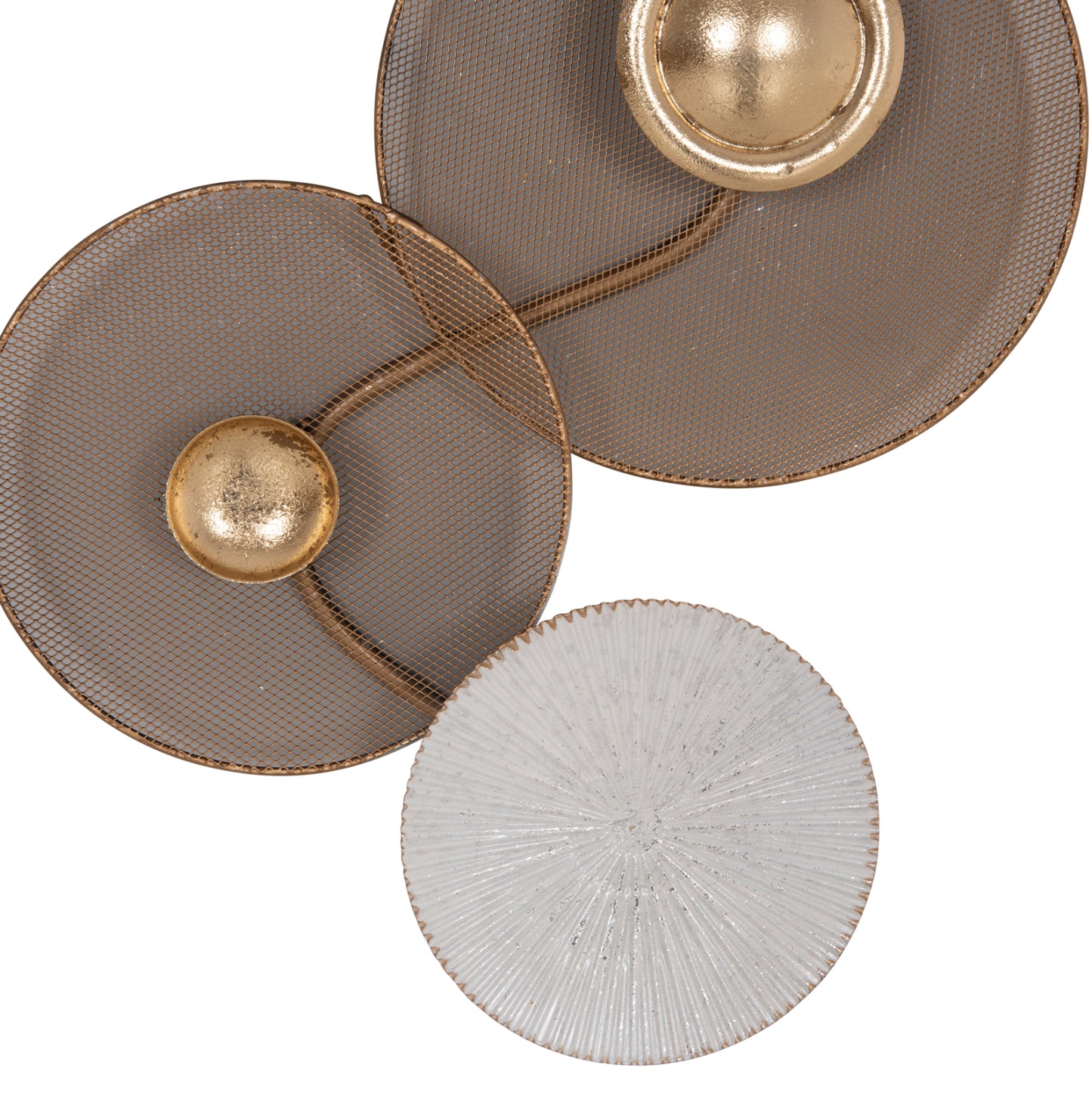 METAL WALL DECORATION HM7165 GOLD WHITE 91x6x50Y cm.