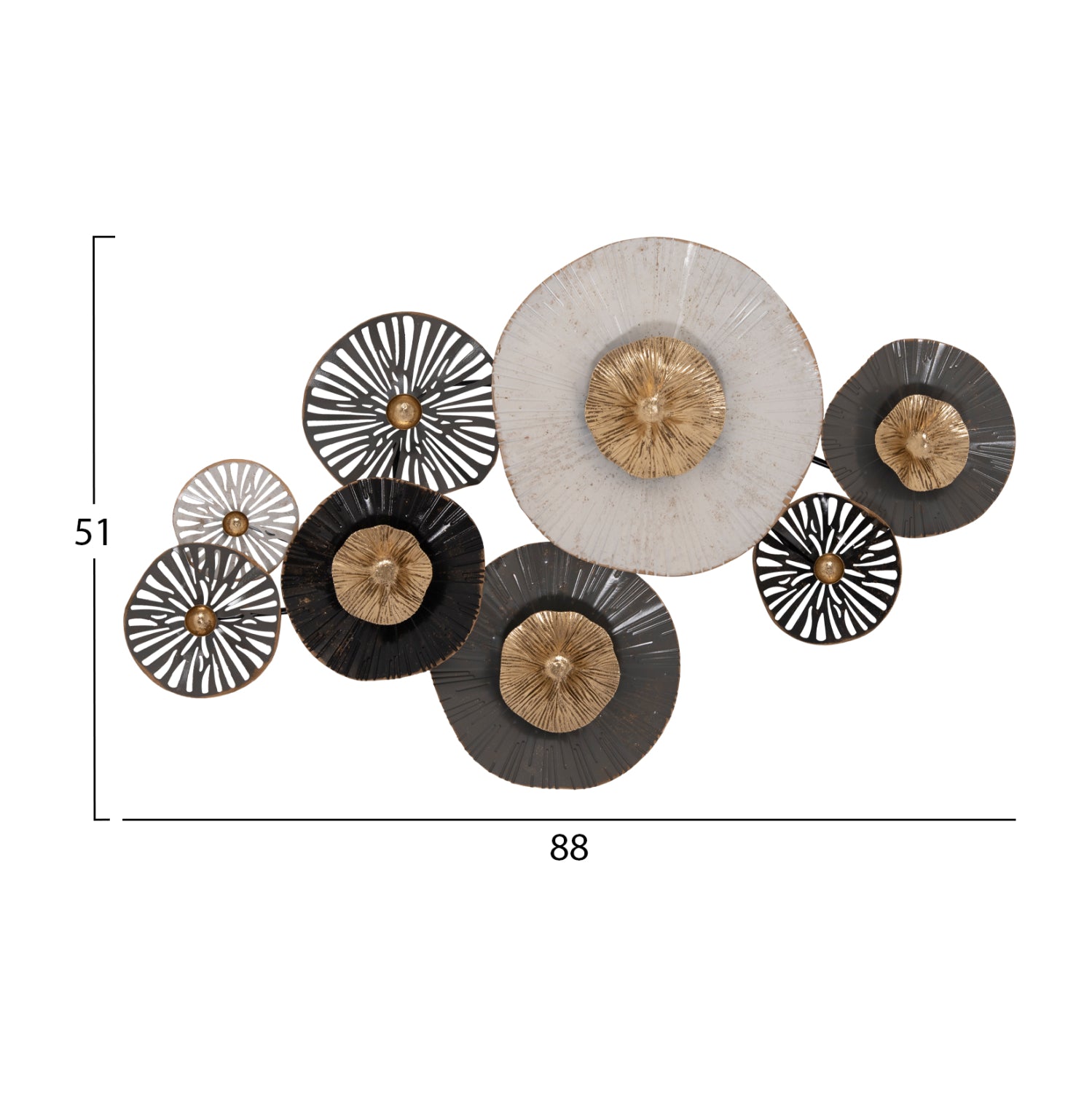 METALLIC WALL DECORATION HM7170 GRAY ECRU GOLD 88x7x51Y cm.