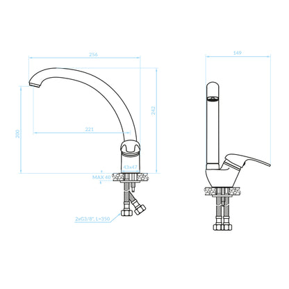 FAUCET FOR KITCHEN COUNTERTOP HM4868.01 MEDIUM HEIGHT-CHROME--25.6x14.9x24.2Hcm.