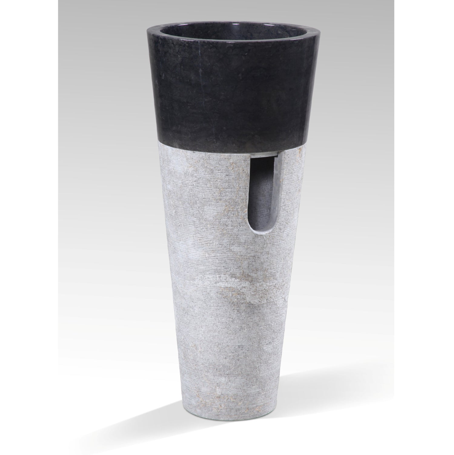 CONE SINK MADE OF MARBLE IN BLACK & GREY Φ40x90Hcm.HM7808.01