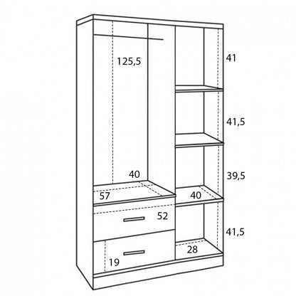 Wardrobe 3 Doors with 2 drawers HM340.04 Sonama 89.2x42x181cm