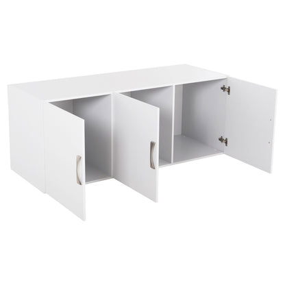 WARDROBE 3-LEAF WITH LOFT CARLY HM10891.05 MELAMINE IN WHITE 150x55x240Hcm