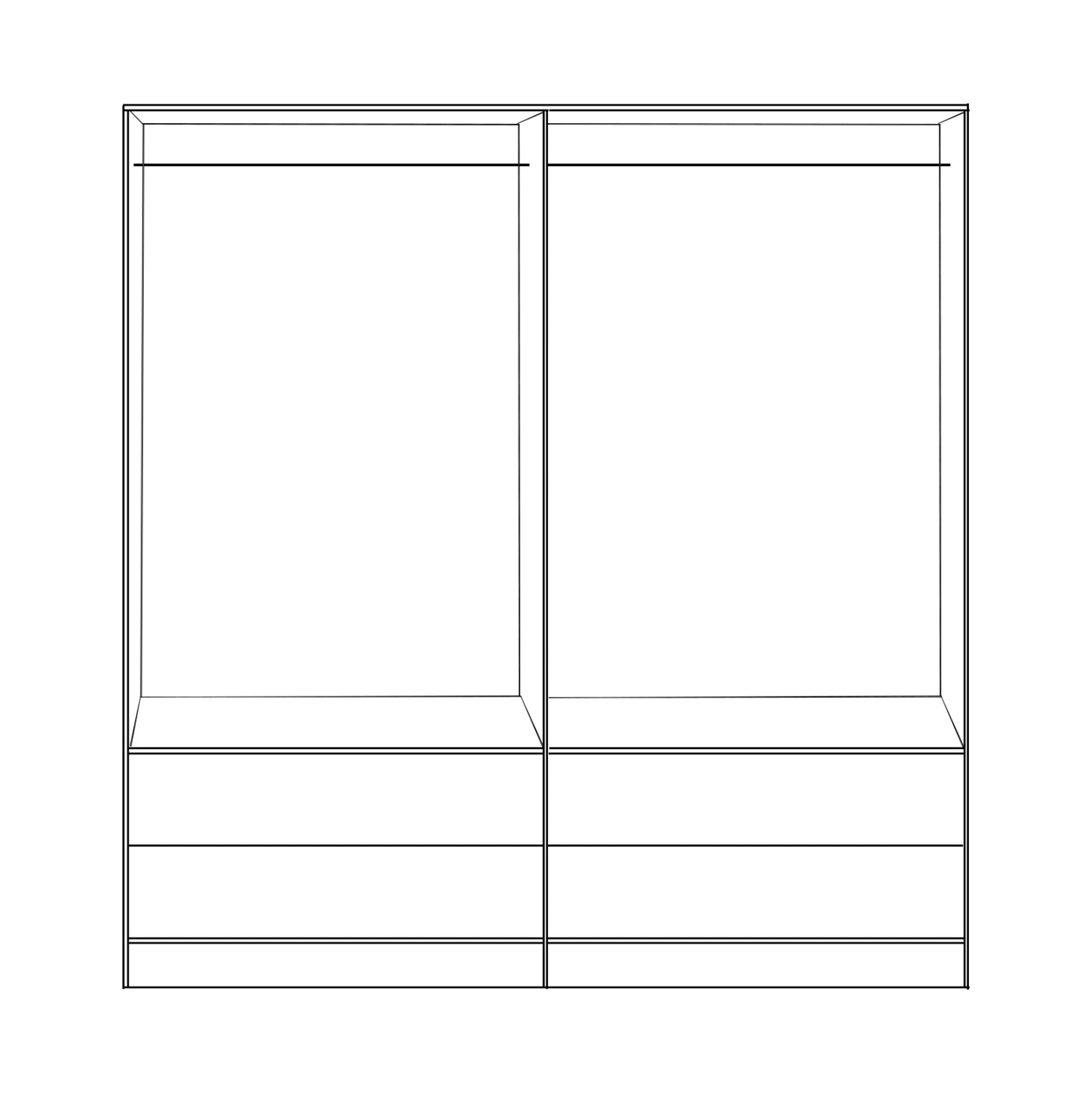 WARDROBE 4-LEAF WITH 4 DRAWERS REINA HM21258 MELAMINE IN WHITE 160x42.5x180.5Η