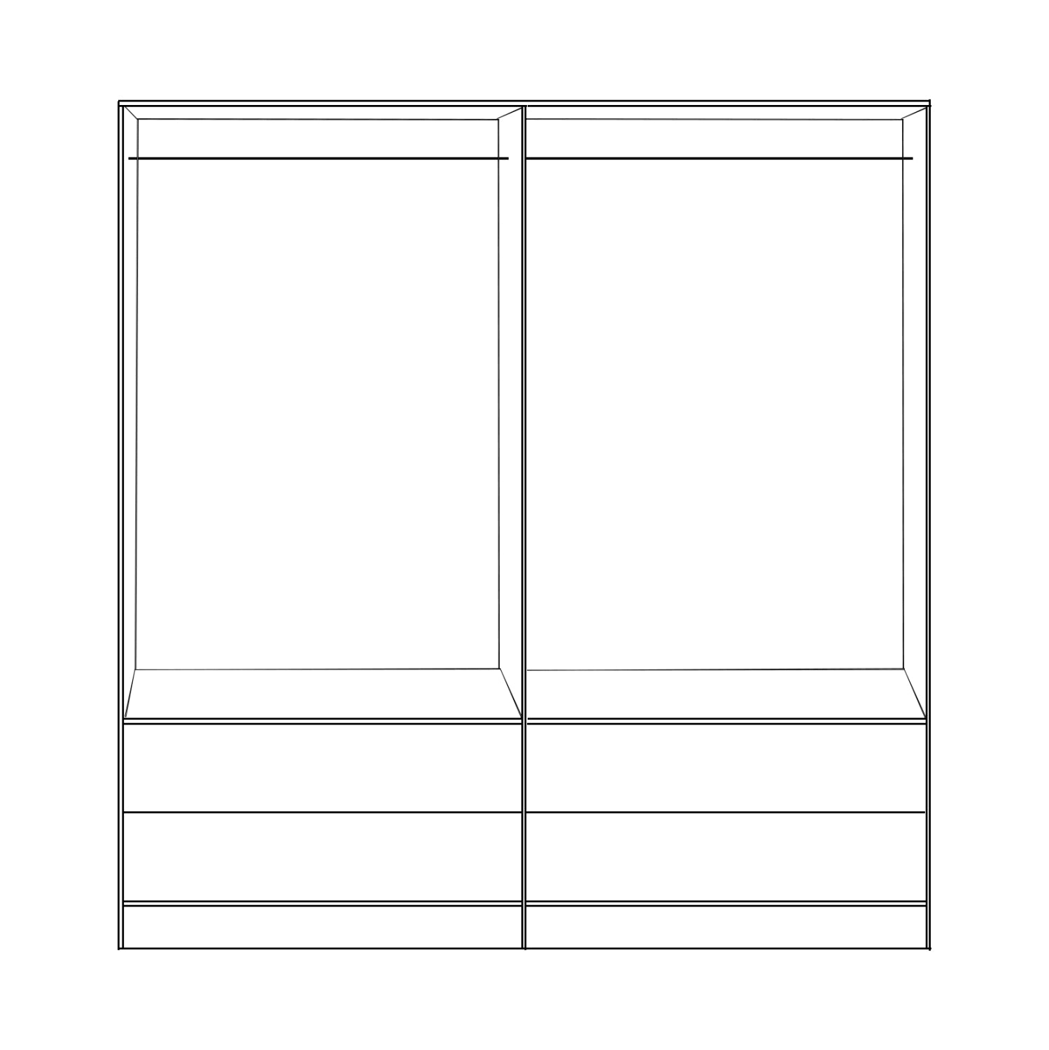 WARDROBE 4-LEAF WITH 4 DRAWERS REINA HM21258 MELAMINE IN WHITE 160x42.5x180.5Η