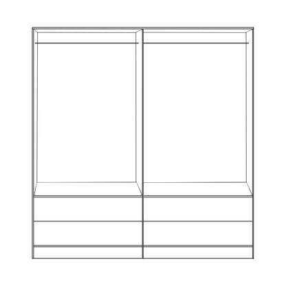 WARDROBE 4-LEAF WITH 4 DRAWERS REINA HM21258 MELAMINE IN WHITE 160x42.5x180.5Η