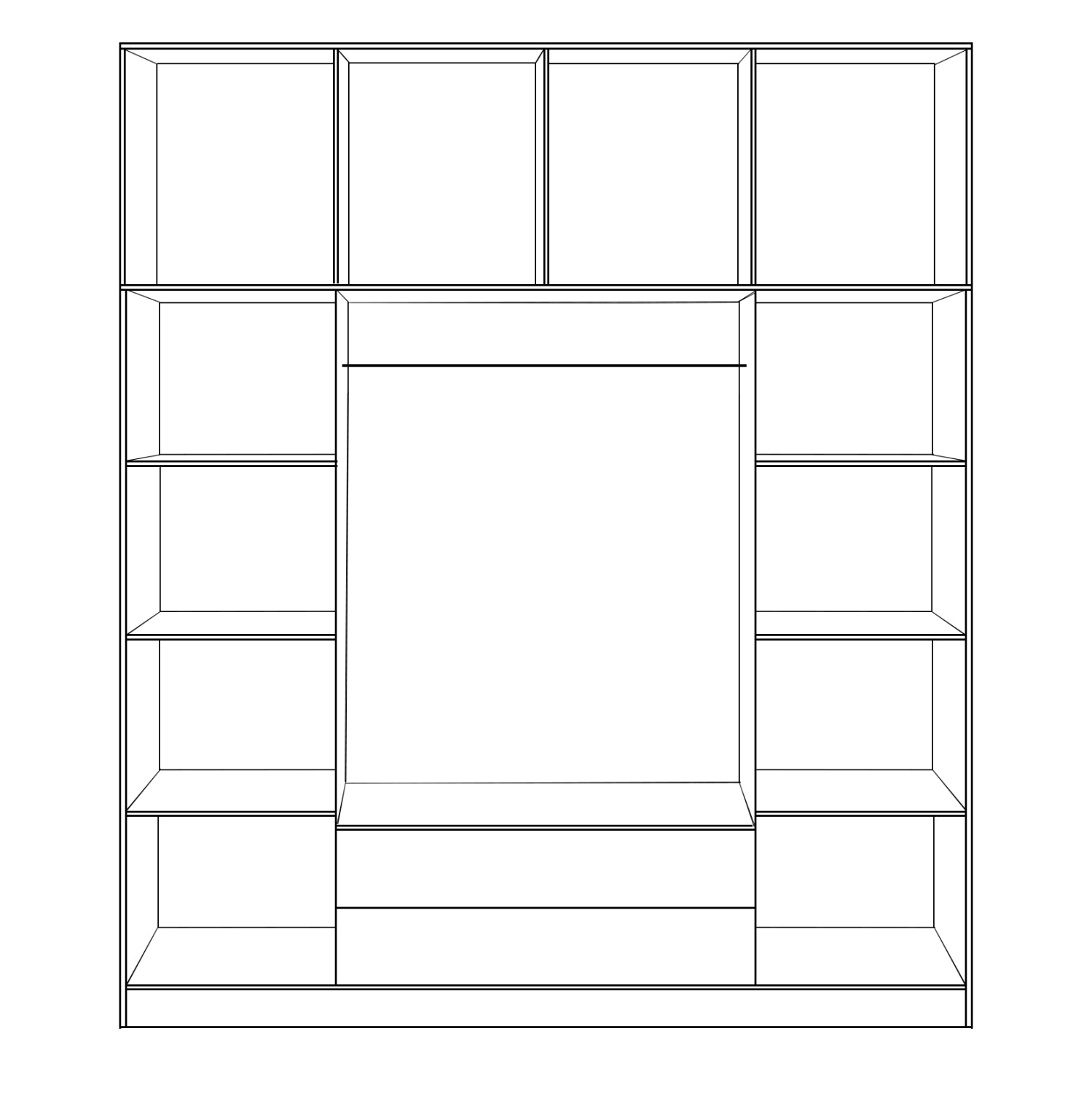 Wardrobe 4 Door with Loft 200x240x55.5 and 2 drawers sonama