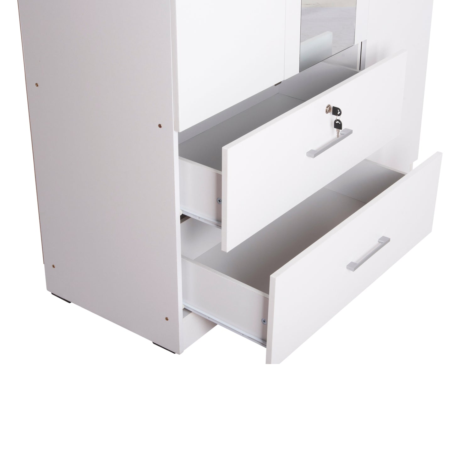 WARDROBE WITH MIRROR & SHELVES JARRY HM2485.01 MELAMINE IN WHITE 119x48x183Hcm.