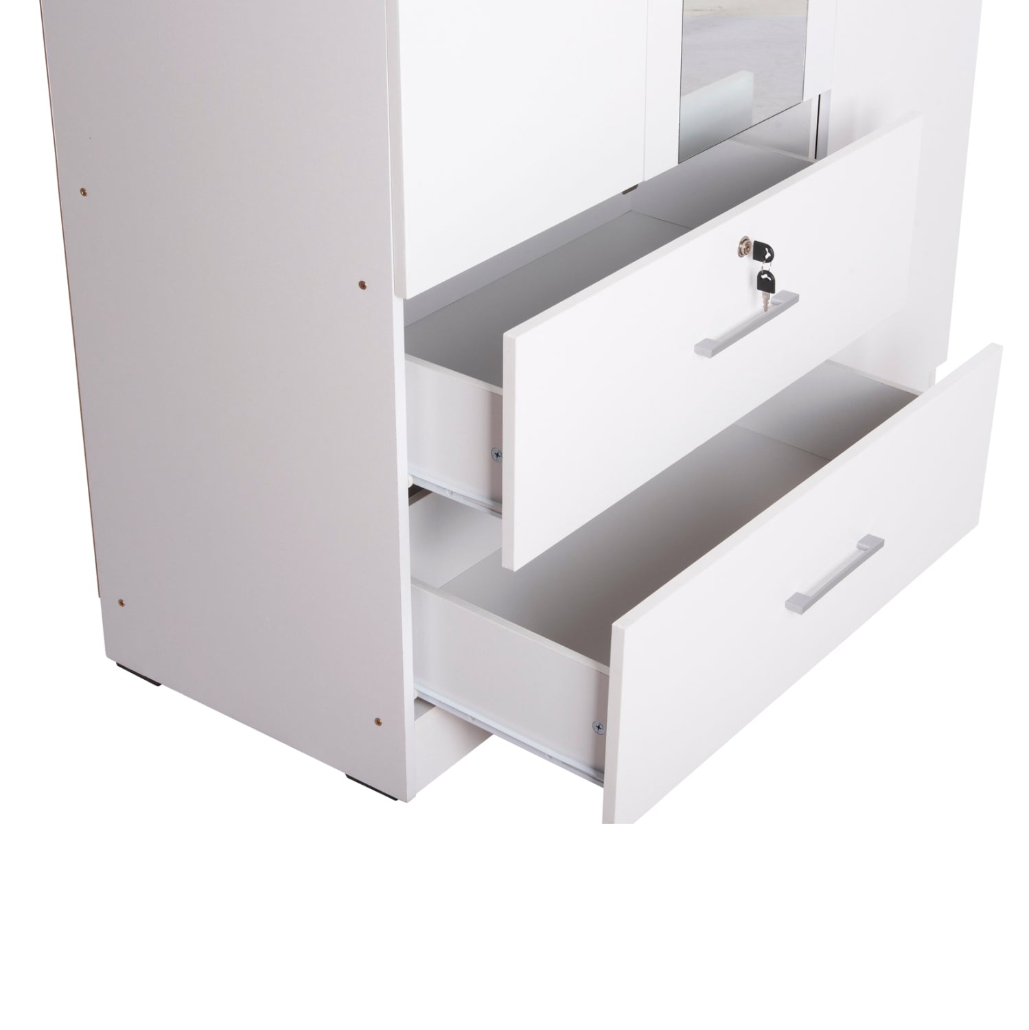 WARDROBE WITH MIRROR & SHELVES JARRY HM2485.01 MELAMINE IN WHITE 119x48x183Hcm.