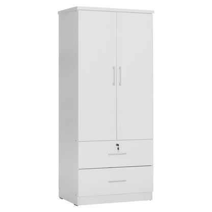 WARDROBE WITH DRAWERS REINA HM2484.01 MELAMINE IN WHITE 80x48x183Hcm.