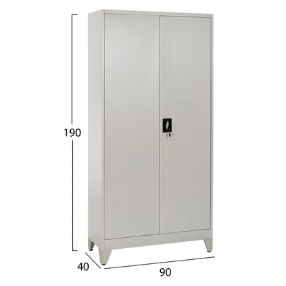 WARDROBE METALLIC DURON HM11979 2-LEAF WITH 5 STORAGE SPACES & LEGS-GREY 90Χ40Χ190Hcm.