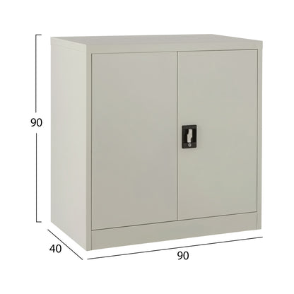 WARDROBE METAL HM5960.11 WITH 3 STORAGE SPACES LIGHT GREY 90Χ40Χ90Hcm.