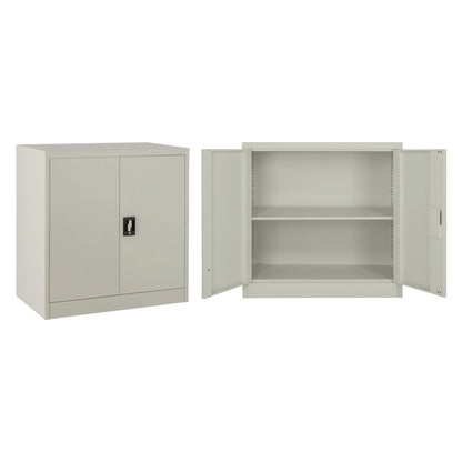 WARDROBE METAL HM5960.11 WITH 3 STORAGE SPACES LIGHT GREY 90Χ40Χ90Hcm.