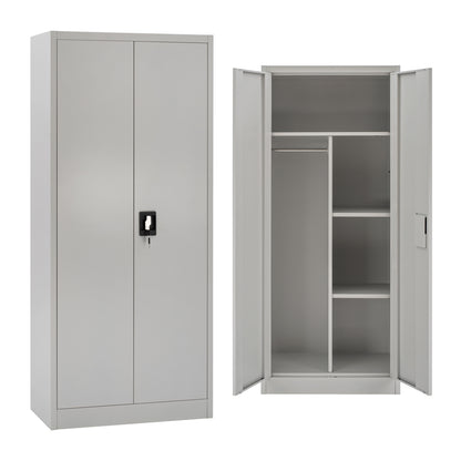 WARDROBE HM5961.01 METALLIC 2-LEAF LIGHT GREY 90Χ45Χ180Hcm.