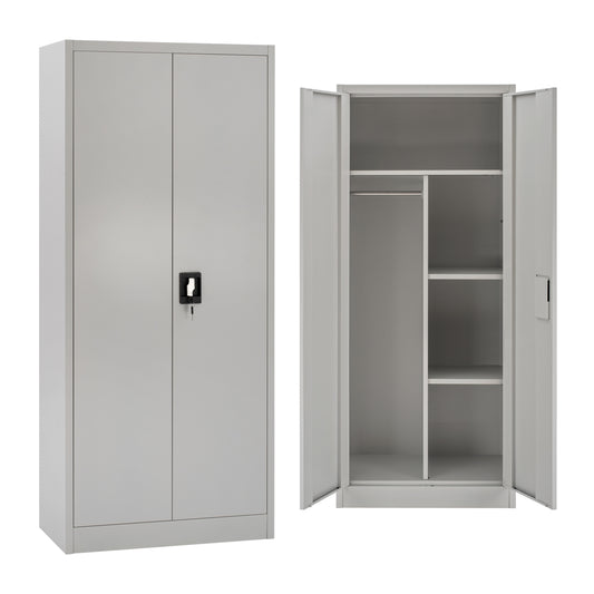WARDROBE HM5961.01 METALLIC 2-LEAF LIGHT GREY 90Χ45Χ180Hcm.
