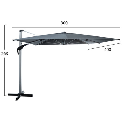 UMBRELLA JAVANTE HM6620.01 ANODIZED ALUMINUM--GREY SHADE 300x400x263Hcm.